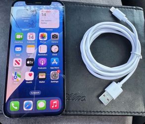 iPhone 12 64gb unlocked for any service it’s a 9 out of 10 works perfect no cracks with charger 90 day warranty can deliver