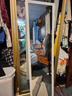 White framed mirror