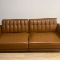 FREE Faux Leather Sleeper Sofa Camel With Blemishes