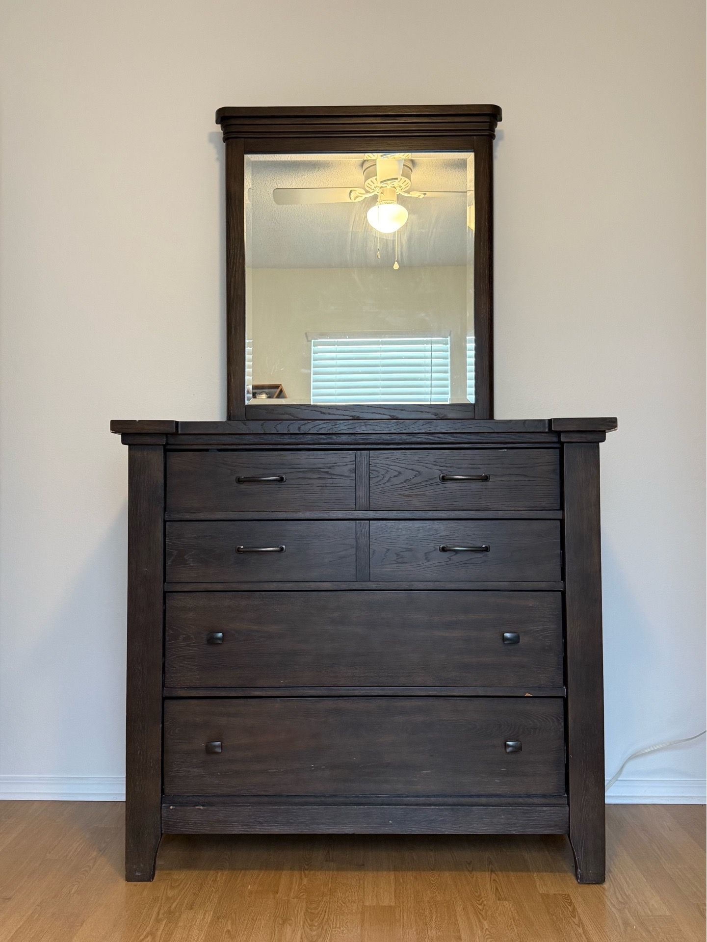 Wooden dresser with mirror