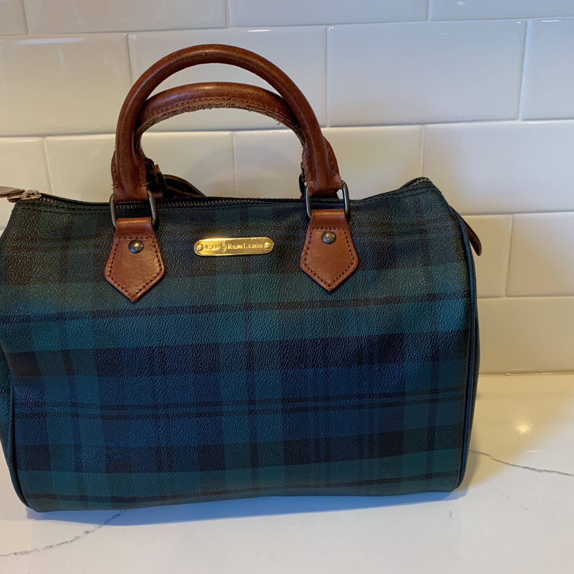 Polo Ralph Lauren Vintage Plaid Leather Handbag Purse for Sale in ...