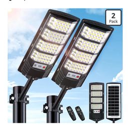 2 Pack Solar Street Lights Outdoor Waterproof,6500K LED Motion Sensor