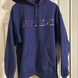 Supreme Drop Shadow Hooded Sweatshirt Washed Navy 