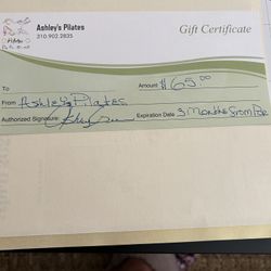 Ashley’s Pilates Gift Certificate 