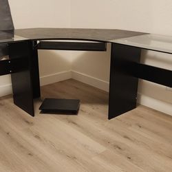 Spacious Office Desk Black And Glass