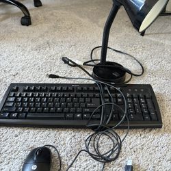 Keyboard, Mouse And Table Lamp