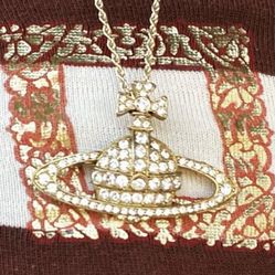 Vivienne Westwood 90s 2000s Gold Orb Pin Necklace 