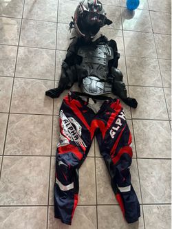 Complete Motocross Gear Set - Helmet, Body Armor & Pants