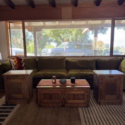 Vintage “The Barn” Furniture Set – Solid Wood Coffee Table + End Tables