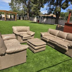 4 Piece Leather Sofa Set