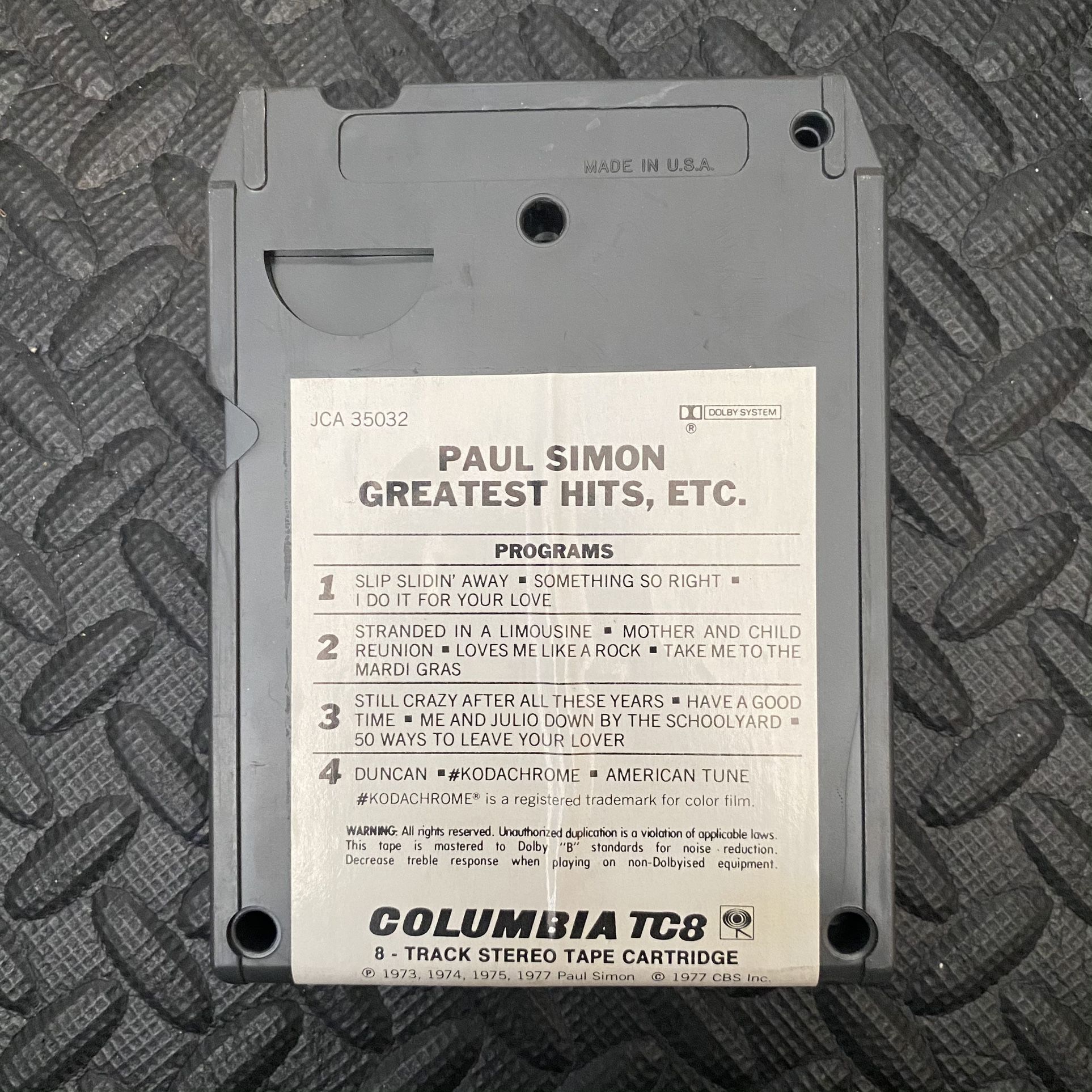 Paul Simon - Greatest Hits, Etc. Audio Music Album 8 Track Tape
