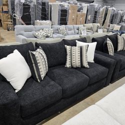 BRAND NEW Black Sofa  &  Loveseat Set  Modern Matching Combo