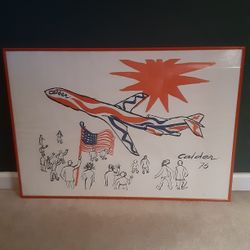 1976 Print Of Braniff "Flying Colors Of The United States/The Bicentennial Plane"  By Alexander Calder