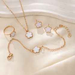 Non Tarnish Necklace, Bracelet, Earrings, Ring Set 