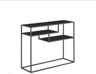 Black Metal Console Table with Shelves