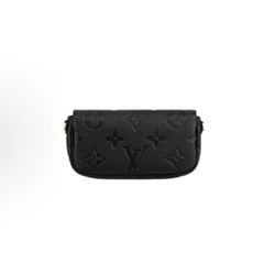 LOUIS VUITTON IVY old flower embossed full-print metal chain cowhide armpit bag baguette bag handbag shoulder bag women's black（s买家35）28