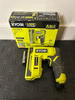 RYOBI USB Lithium Cordless Craft 4-in-1 Stapler/Nailer Kit with 3.0 Ah Battery and Charging Cable