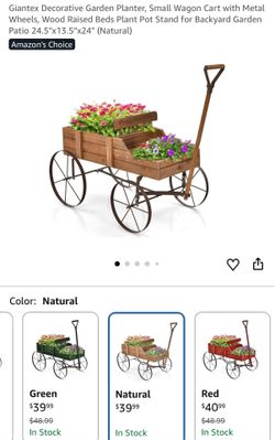 NEW Giatex Decorative Wood Wagon Garden Planter 24.5x13.5x24 Natural