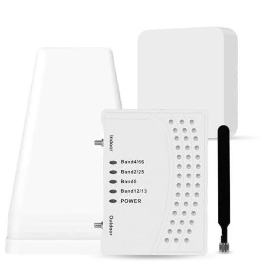 Cell Phone Booster for Home & Multi-Room, Cell Phone Signal Booster with 2 Indoor Antennas for Band 66/2/4/5/12/17/13/25,Up to 6000 Sq.Ft,Boost 4G 5G