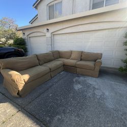 Free Delivery!!  Handcrafted Brown 2 Piece lee's Craftsman Sectional Couch, Retails for $3200+