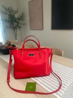 Kate Spade Nylon Triple Compartment Satchel Crossbody - Red/Coral