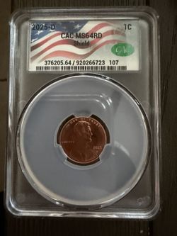 2025-D Lincoln Shield **CAC Graded MS64RD Flag Label Flag label