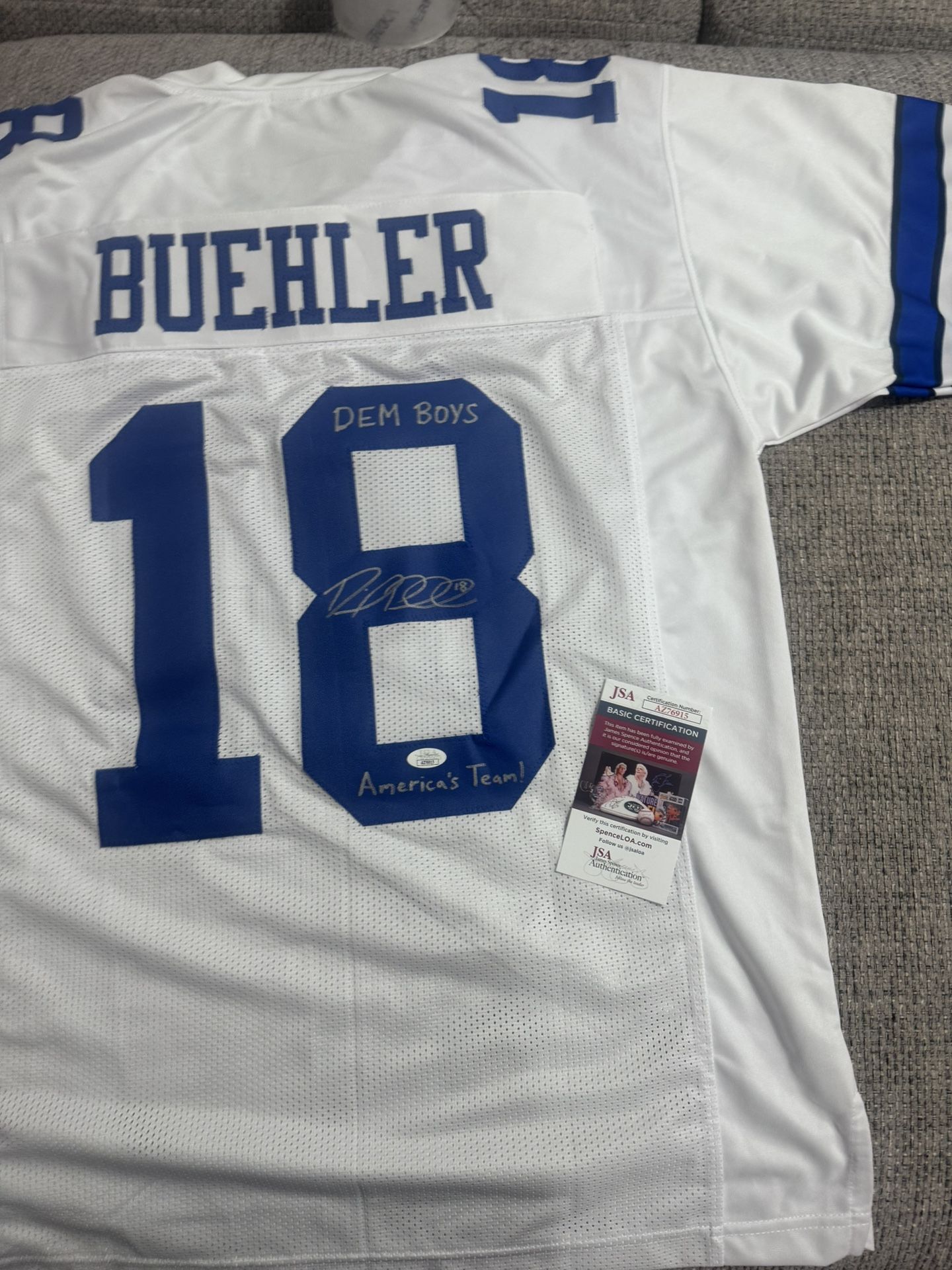 David Buehler Signed Autograph Custom Jersey - JSA Coa - Dallas Cowboys Inscription