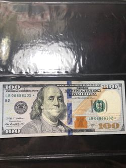$100 Star note with fancy numbers