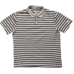 Nike Men’s Size Medium Dri-Fit Golf Polo Stripped Black Gray White Collar