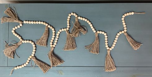 Wooden Bead Garland with Tassels BOHO 72” long just $5