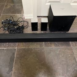 Vizio Sound bar With Subwoofer and two Speakers