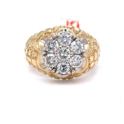10Kt Yellow Gold Nugget Diamond Cluster Ring 7.00g Size 10.75 199598/2