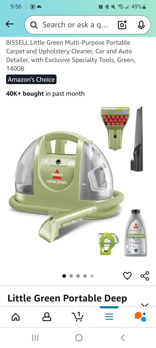 BISSELL Little Green Multi-Purpose Portable Carpet and Upholstery Cleaner