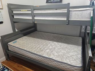 Gray Wood Twin over Full Bunk Bed