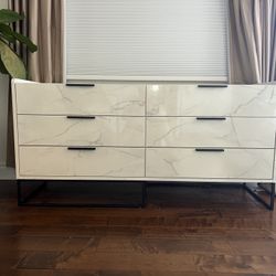 Italian Modern Drawers White Marble Look 