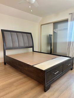 Queen bed frame with storage