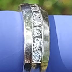 14k White Gold Wedding 1ct TCW 7 Stones Designer PWJ Size 8.5 Gram  11.1