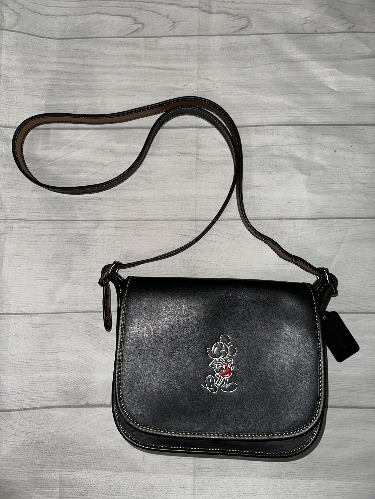 Coach Disney Mickey Mouse Patricia Crossbody Black Leather Purse Handbag