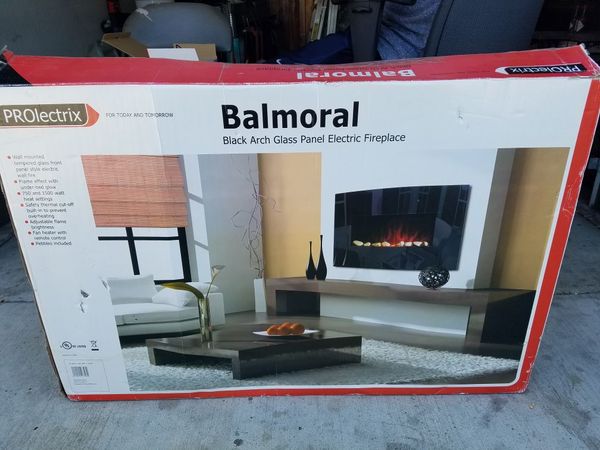 Prolectrix Balmoral Black Arch Glass Panel Electric Fireplace 37