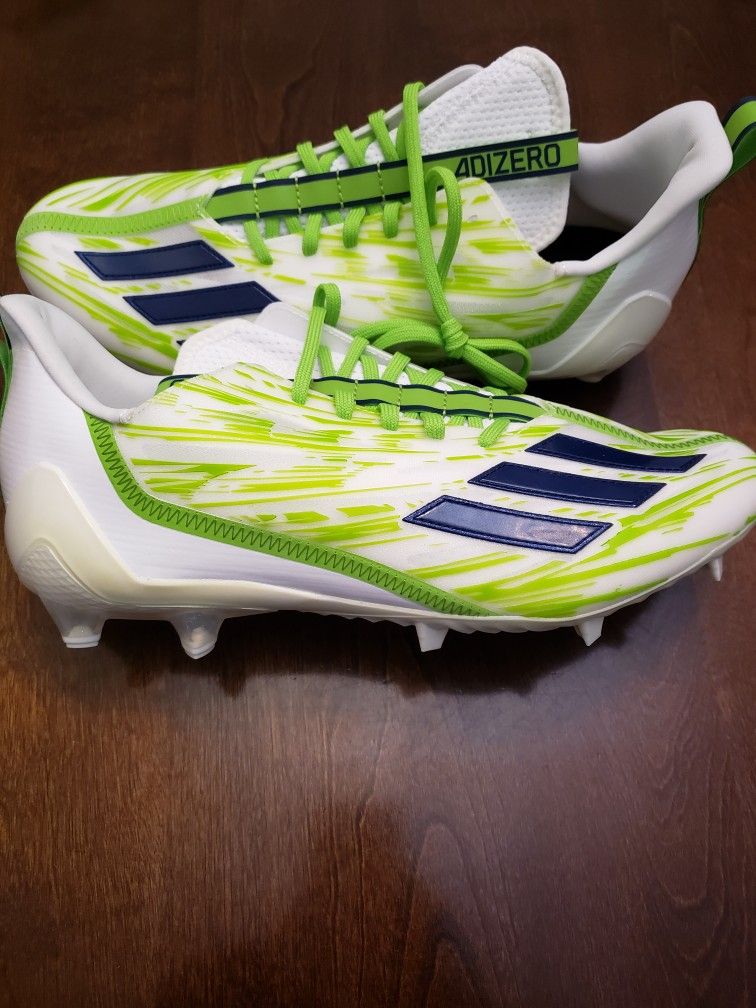 adidas Adizero Football Cleats Mens Size 13 White Green HR1591 Seattle Seahawks