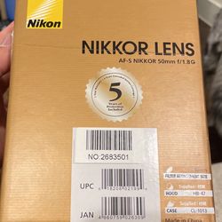 Nikon NIKKOR Lens AF-S 50mm f/1.8G NEW