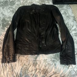 Black Faux, Leather Women's Jacket, Size Large