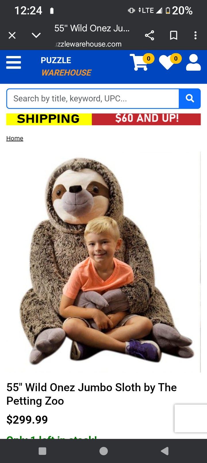 Giant Sloth Stuffed Animal