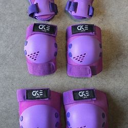 kid's skating roller blades bike knee elbow pad set