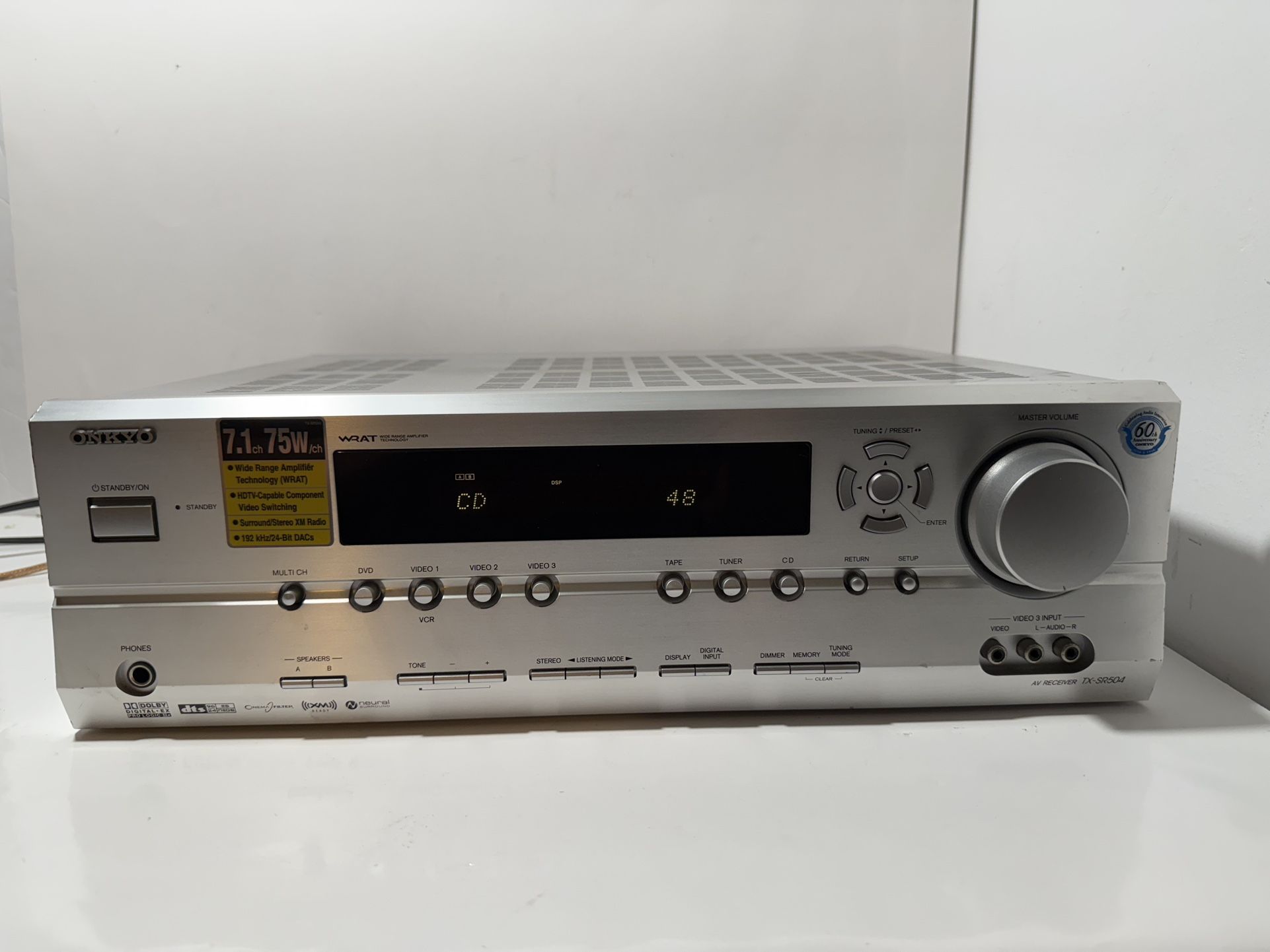 Onkyo TX-SR504 7.1 Channel Home Theater Receiver No Remote Tested & Working