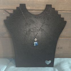 Silver Tone Blue Pendant Necklace