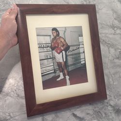 Muhammad Ali signed print in frame 16.5” x 13.5”