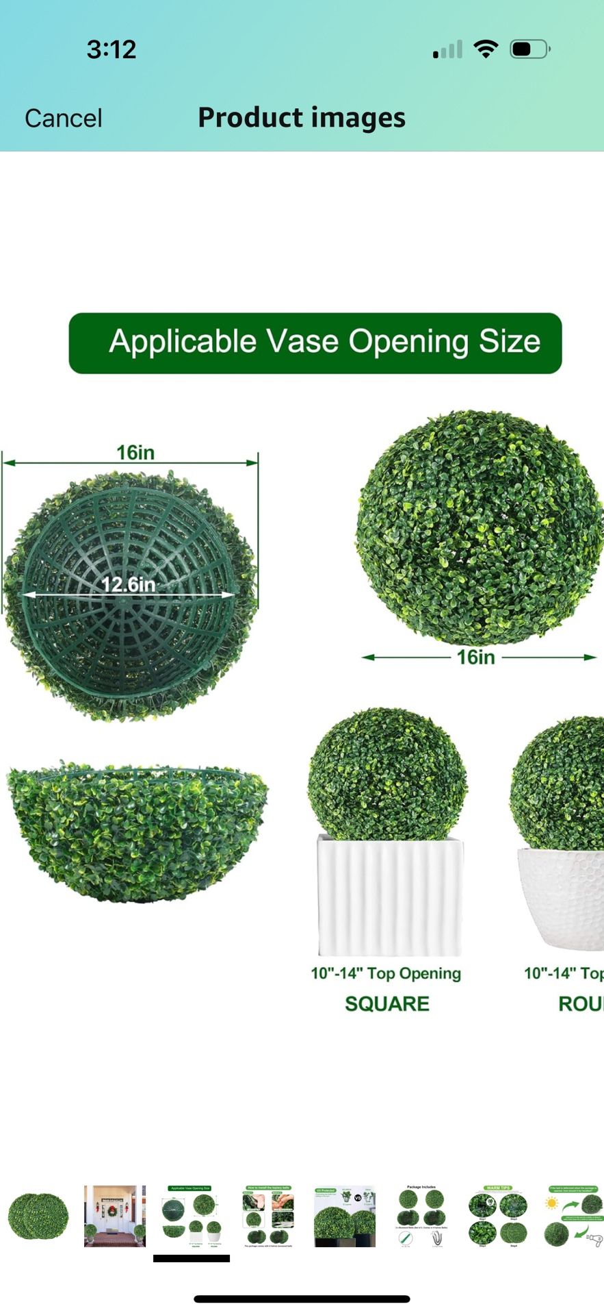 AILANDA 2 PCS 16'' Artificial Plant Topiary Ball for Outdoor, Faux Boxwood Balls Garden Spheres Decorative Balls with 8