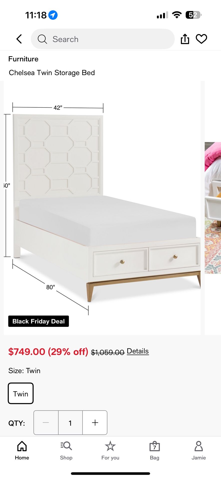 Chelsea Twin Storage Bed ONLY