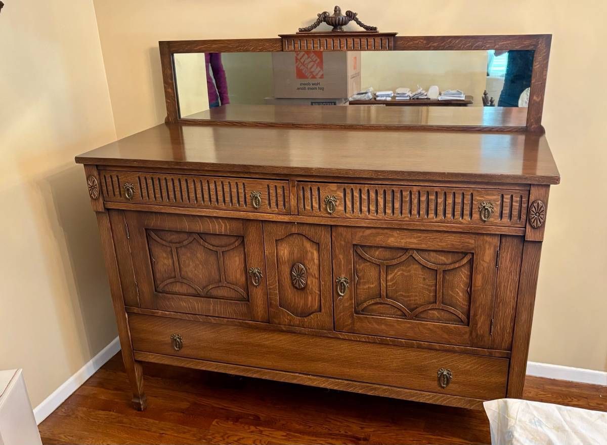 Beautiful Antique Sideboard - MINT - Buffet Cabinet W/ Mirror